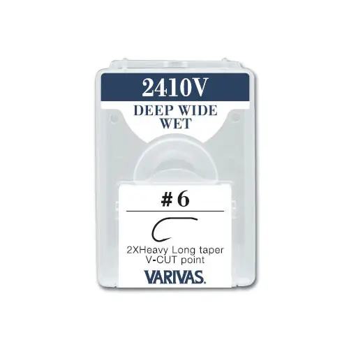 Varivas Carlige Fly 2410v 2x Fine Deep Wide Wet Nr 4 Micro Barb