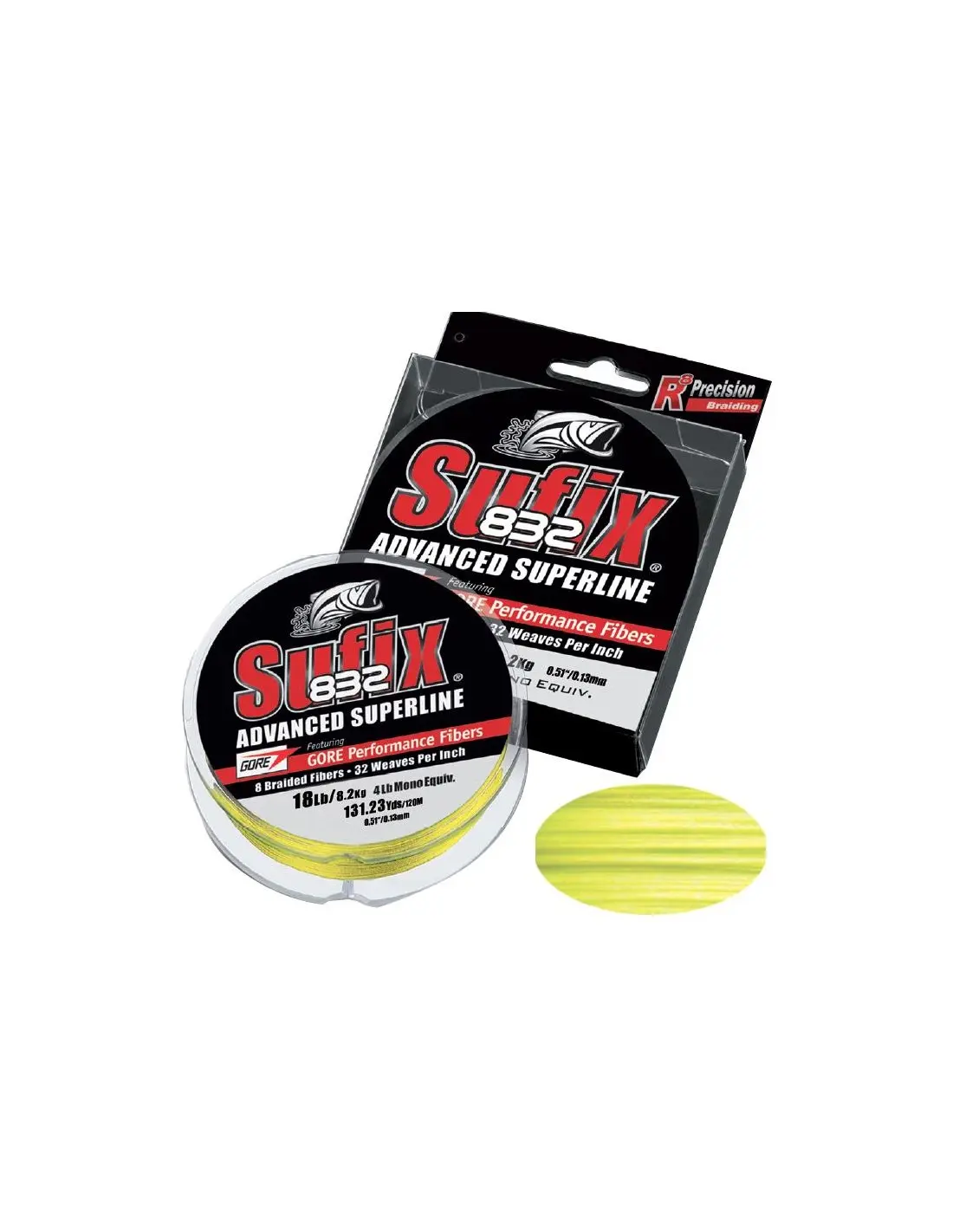 Sufix 832 120m 0.10MM/5.9KG/13LB/Hi Vis Yellow